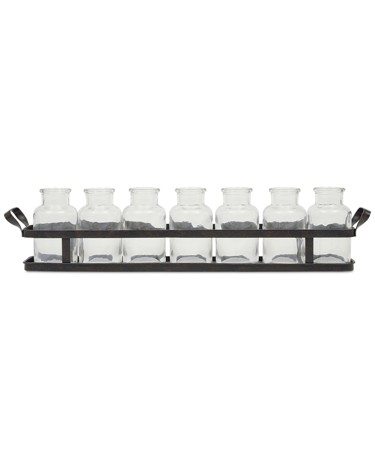 3r Studio Metal Tray With Set Of 8 Glass Bottles In Clear,black