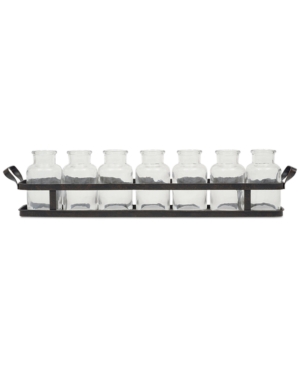 3R STUDIO METAL TRAY WITH SET OF 8 GLASS BOTTLES