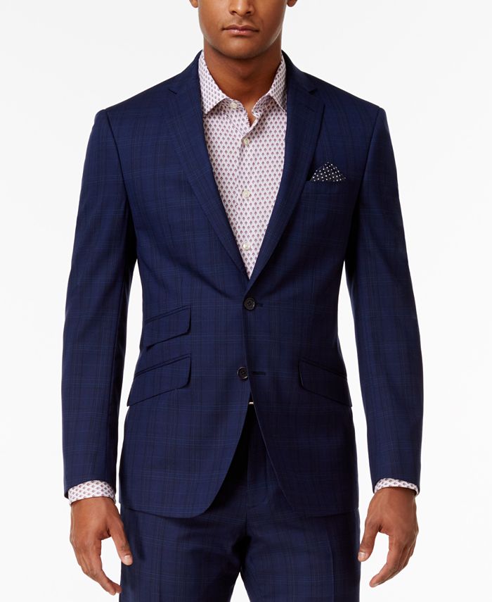 Tallia Men's Slim-Fit Navy Plaid Suit & Reviews - Suits & Tuxedos - Men ...