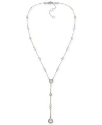 Lauren Ralph Lauren Silver-Tone Imitation Pearl and Crystal Y-Neck ...