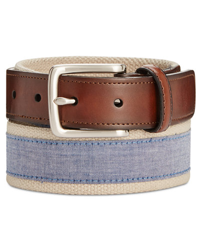 Club Room Men&#39;s Chambray Casual Belt, Created for Macy&#39;s - All Accessories - Men - Macy&#39;s