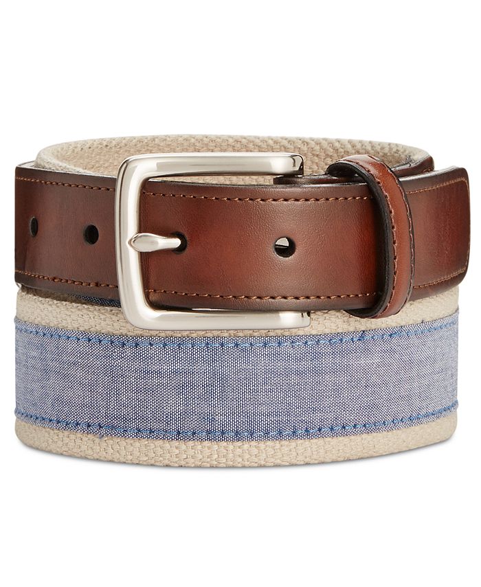 Club Room Men's Chambray Casual Belt, Created for Macy's - Macy's