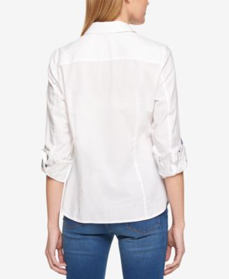 Women's Cotton Roll-Tab Button-Up Shirt