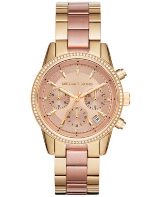 Michael Kors Women's Chronograph Ritz Two-Tone Stainless Steel Bracelet ...