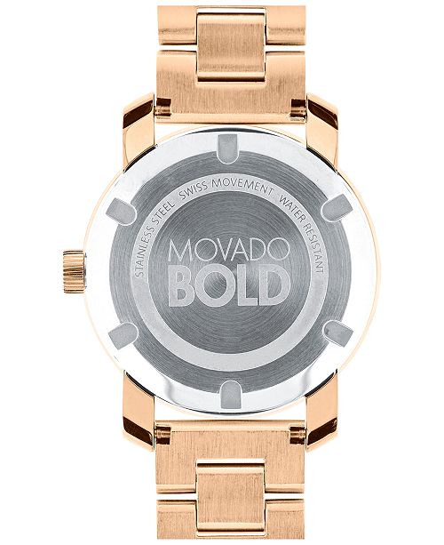 Movado Women S Swiss Bold Rose Gold Ion Plated Stainless Steel