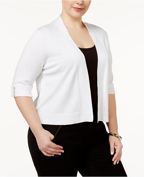 JM Collection Plus Size OpenFront Cropped Cardigan, Created for Macy's