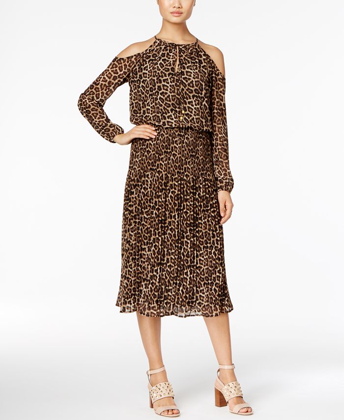 permeabilitet Læs Serena Michael Kors Animal-Print Cold-Shoulder Dress, A Macy's Exclusive - Macy's