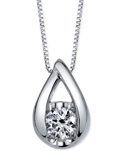 Sirena Diamond Pendant Necklace (1/2 ct. t.w.) in 14k White Gold - Necklaces - Jewelry & Watches ...