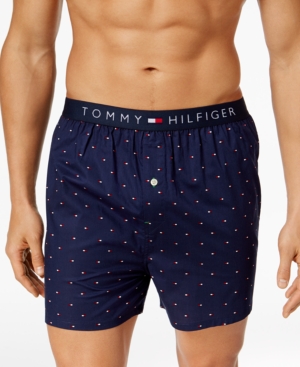 Tommy Hilfiger Men's Flag Logo Printed Cotton Boxers In Sailor Navy