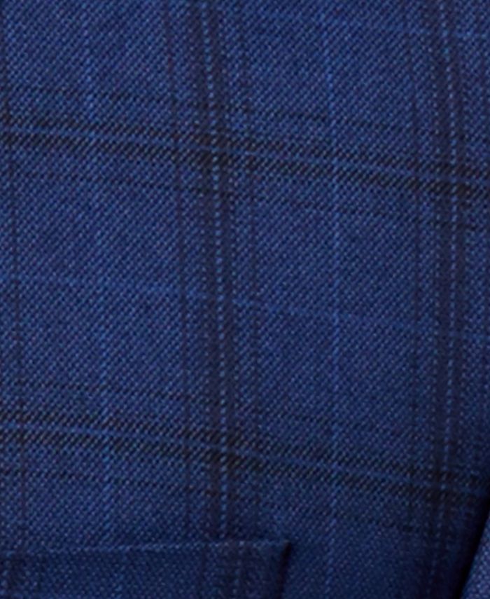 MICHAEL KORS Mens Navy Single Breasted, Windowpane Plaid Classic Fit Suit Separate Blazer Jacket main image 0