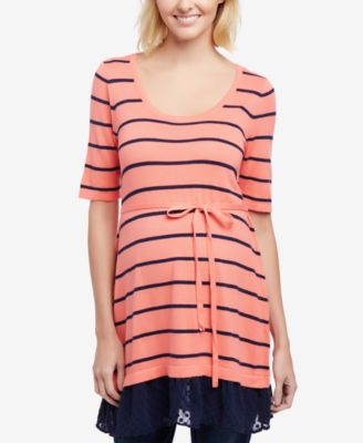 Motherhood Maternity - Maternity Striped Layered-Look Top