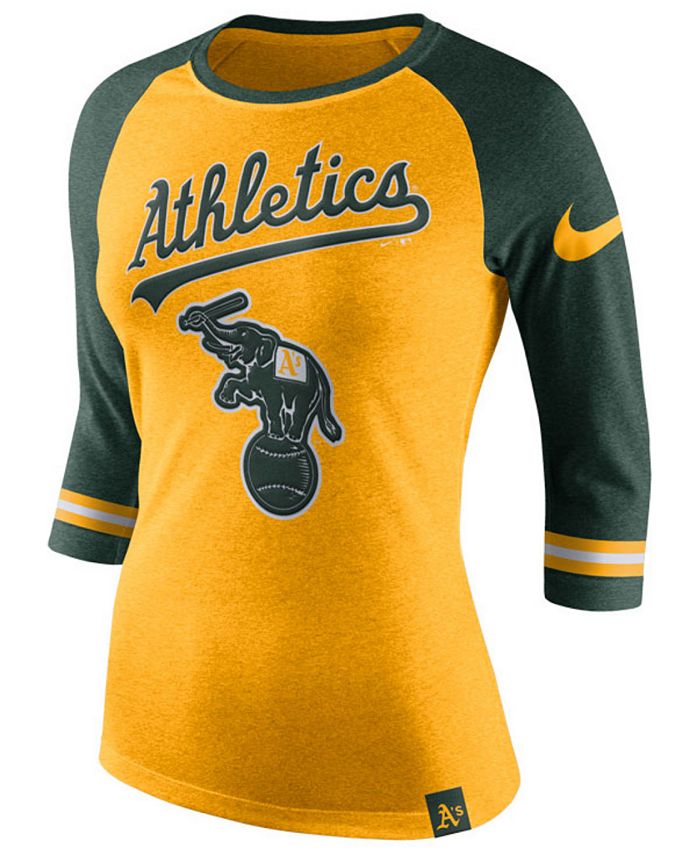 NIKE Oakland Athletics Baseball Yellow T Shirt Size Small Regular Fit