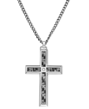 image of Men-s Stainless Steel and Carbide Pendant, Cross