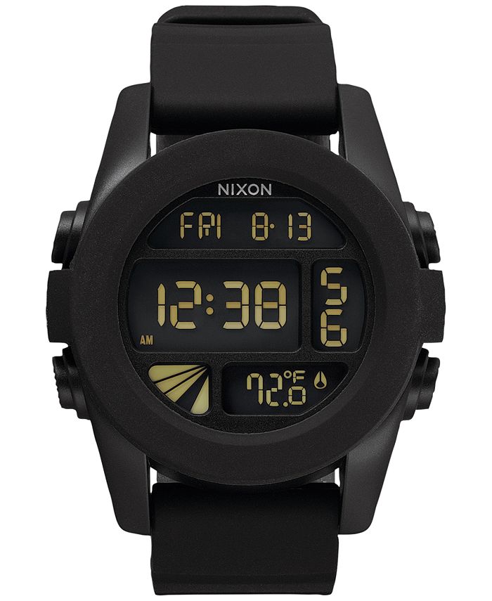 Nixon Men's Chronograph Unite Black Silicone Strap Watch 44mm - Macy's