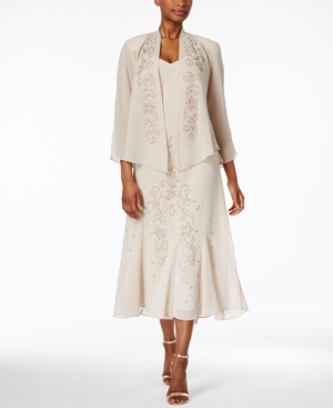 R & M Richards Sleeveless Beaded V-Neck Dress and Jacket