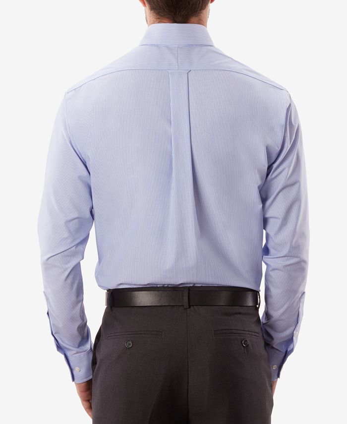Eagle Men's Classic-Fit Stretch Collar Non-Iron Blue Stripe Dress Shirt ...