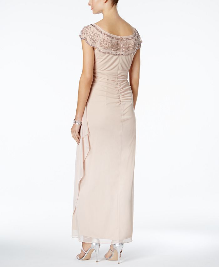 Msk embellished on sale ruched cascade gown