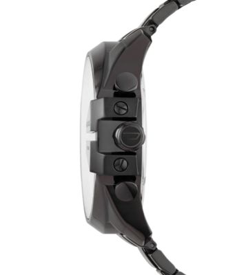 Men's Chronograph Iridescent Crystal Mega Chief Black Ion-Plated Stainless Steel Bracelet Watch 59x51mm DZ4318