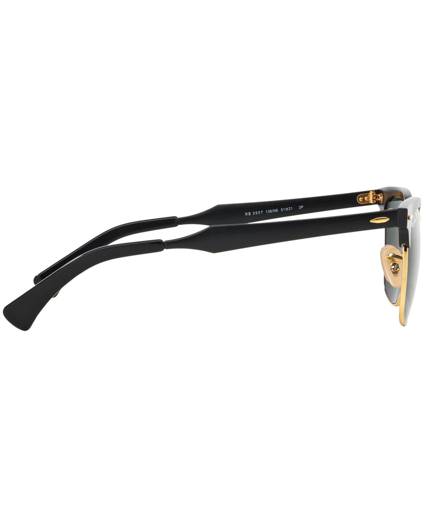 Женские солнцезащитные очки Ray-Ban Polarized Sunglasses, RB3507 Clubmaster Aluminum, цвет: Чёрный / Зелёный — фото 4
