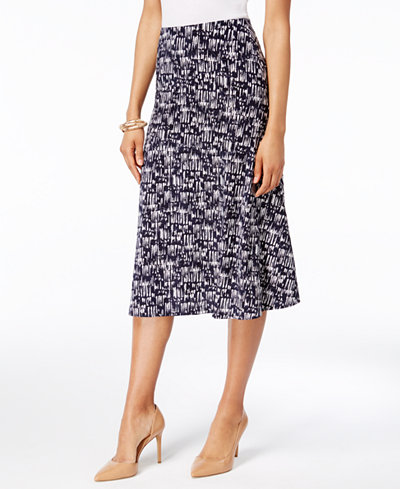 JM Collection Petite Geo-Print Jacquard A-Line Skirt, Only at Macy's