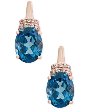 image of Ocean Bleu by Effy London Blue Topaz (4-1/4 ct. t.w.) and Diamond Accent Drop Earrings in 14k Rose Gold