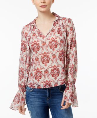 CELESTIAL - Paisley-Print Lantern-Sleeve Top