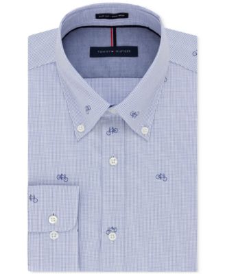 Tommy Hilfiger - Men's Slim-Fit Non-Iron Azure Bicycle Print Dress Shirt