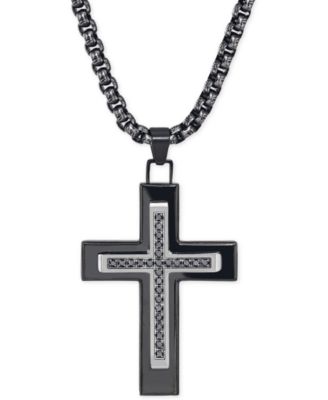 Men's New York Jewelry Stainless Steel Mini Cross Necklace