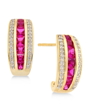 image of Sapphire (1-3/4 ct. t.w.) & Diamond (1/5 ct. t.w.) Earrings in 14k Gold (Also Emerald & Certified Ruby)