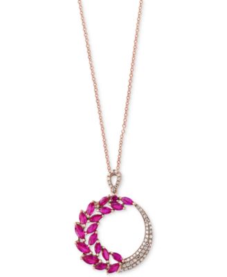 EFFY Collection - Ruby (2-1/10 ct. t.w.) and Diamond (1/5 ct. t.w.) Pendant Necklace in 14k Rose Gold