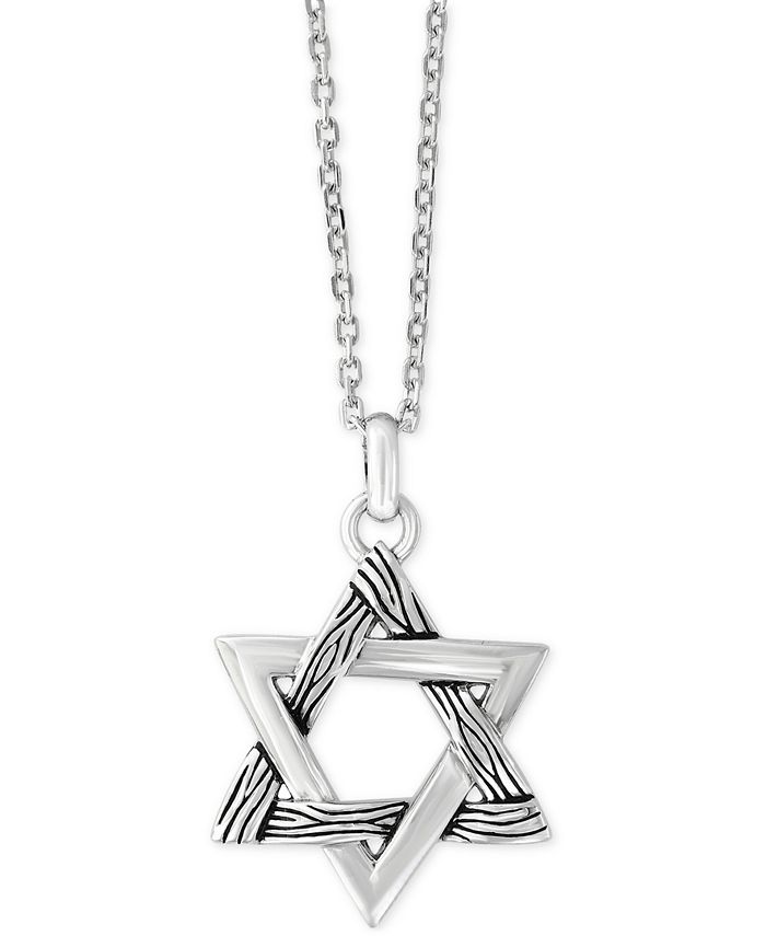 EFFY Collection - Men's Textured Star Pendant Necklace in Sterling Silver