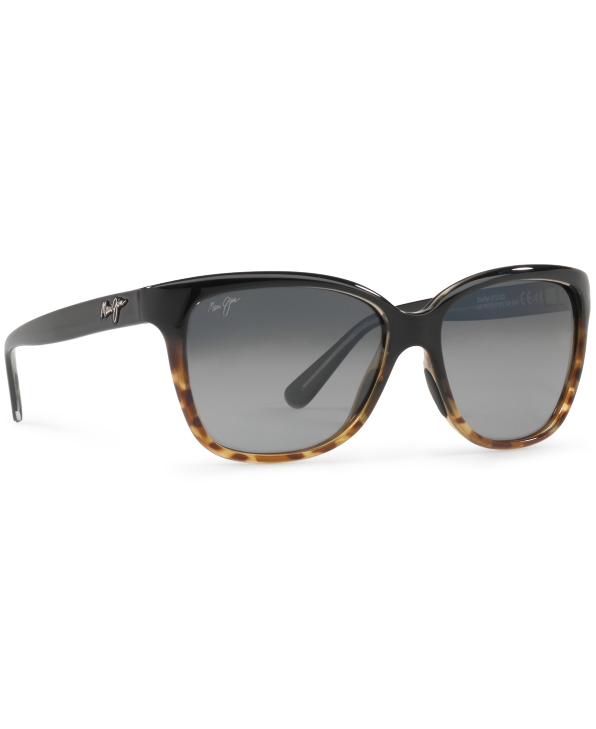 Maui Jim Starfish Mj Rs744-22b Cat Eye Polarized Sunglasses In Black Tortoise,grey Gradient Polarized