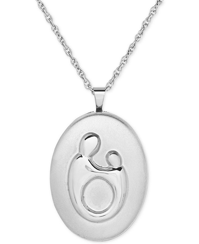 Macy's - Mother-Themed Oval Locket Pendant Necklace in Sterling Silver
