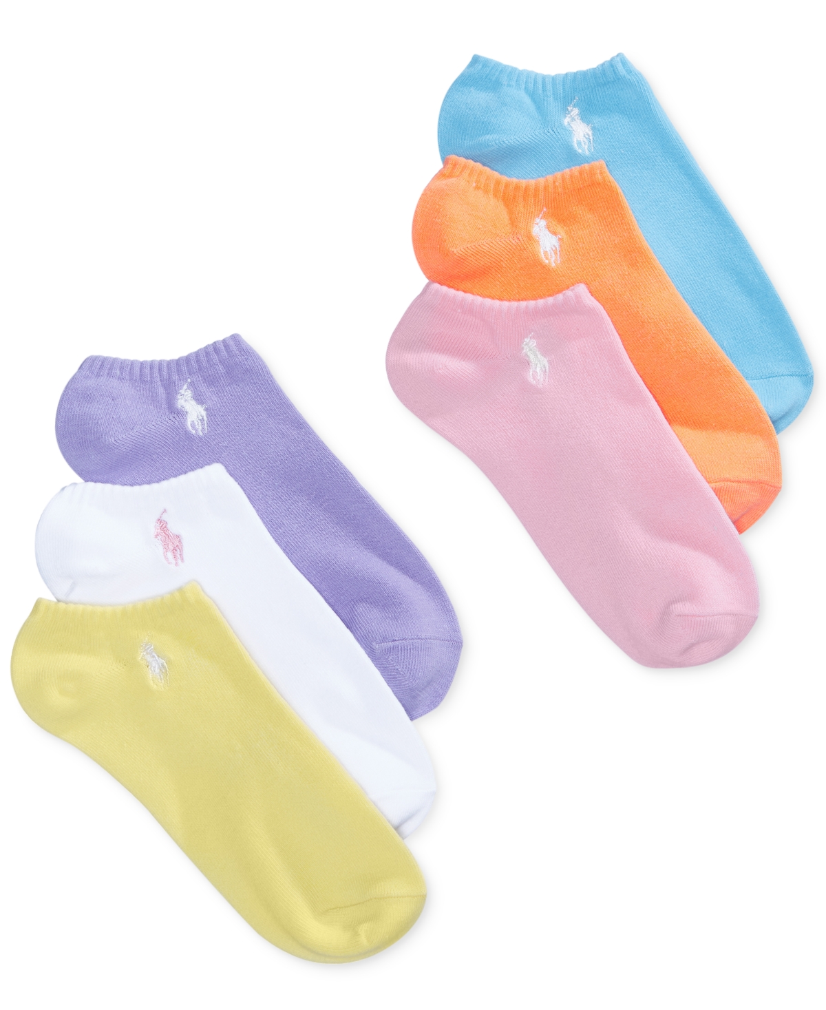 Ralph Lauren Kids' 6-pk. Ankle No-show Socks, Little Girls & Big Girls In Pastels