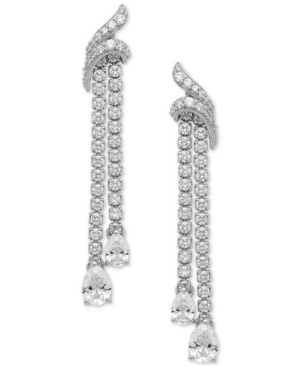 image of Arabella Swarovski Zirconia Drop Earrings in Sterling Silver