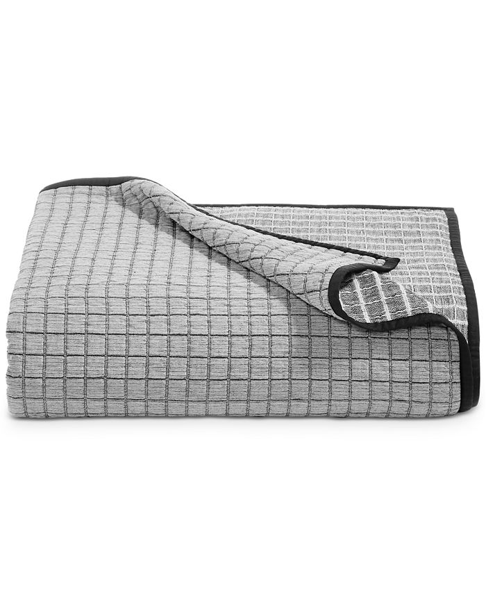 Hotel Collection CLOSEOUT! Linen Plaid Quilted King Coverlet, Created