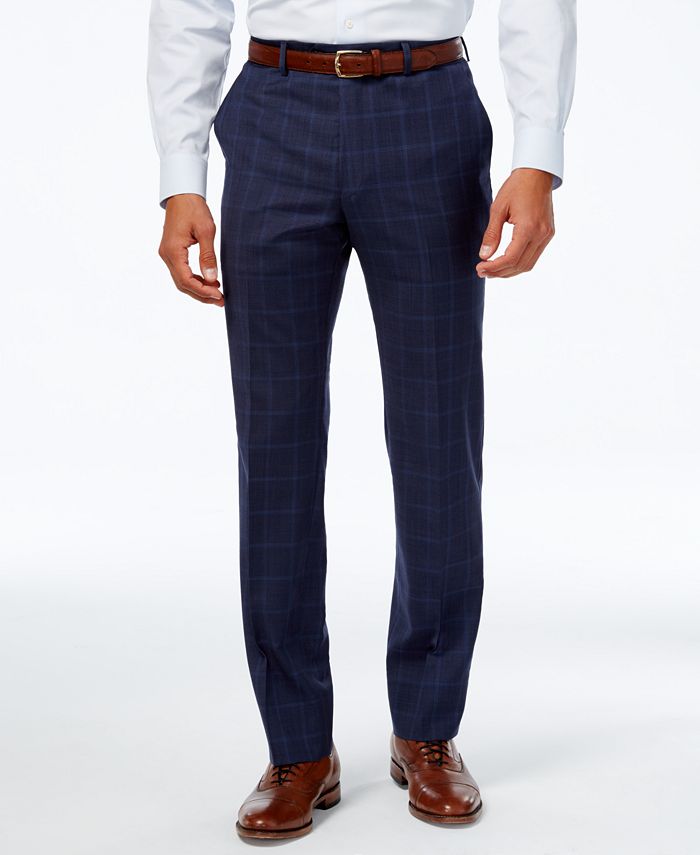 Michael Kors Men's Classic-Fit Medium Blue Double Windowpane Suit - Macy's