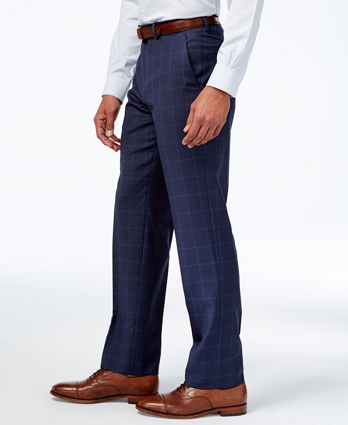 Michael Kors Men's Classic-Fit Medium Blue Double Windowpane Suit ...