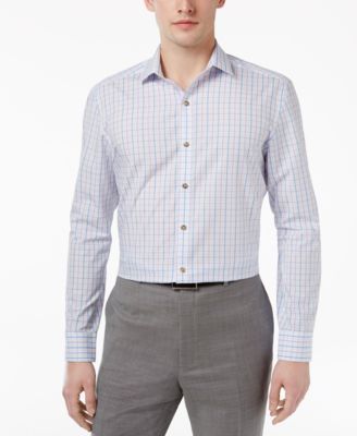 Bar III - Men's Slim-Fit Stretch and Easy Care Purple Double Windowpane Dress Shirt, Only at Macy's