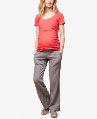 Motherhood Maternity Linen-Blend Wide-Leg Pants