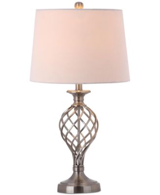 Set of 2 Lattice Urn Platinum-Tone Table Lamps