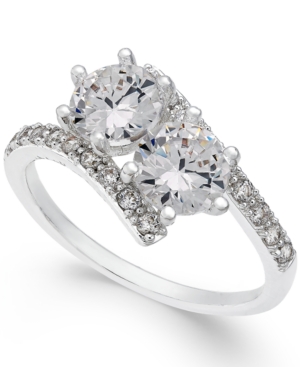 image of Charter Club Silver-Tone Cubic Zirconia 2-Stone Ring, Created for Macy-s