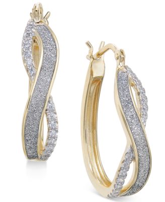 Diamond Glitter Infinity Hoop Earrings (1/6 ct. t.w.) in 14k Gold-Plated Sterling Silver or 14k Rose Gold-Plated Sterling Silver (Also available in Sterling Silver)