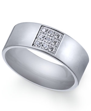 image of Sutton by Rhona Sutton Men-s Stainless Steel Cubic Zirconia Ring