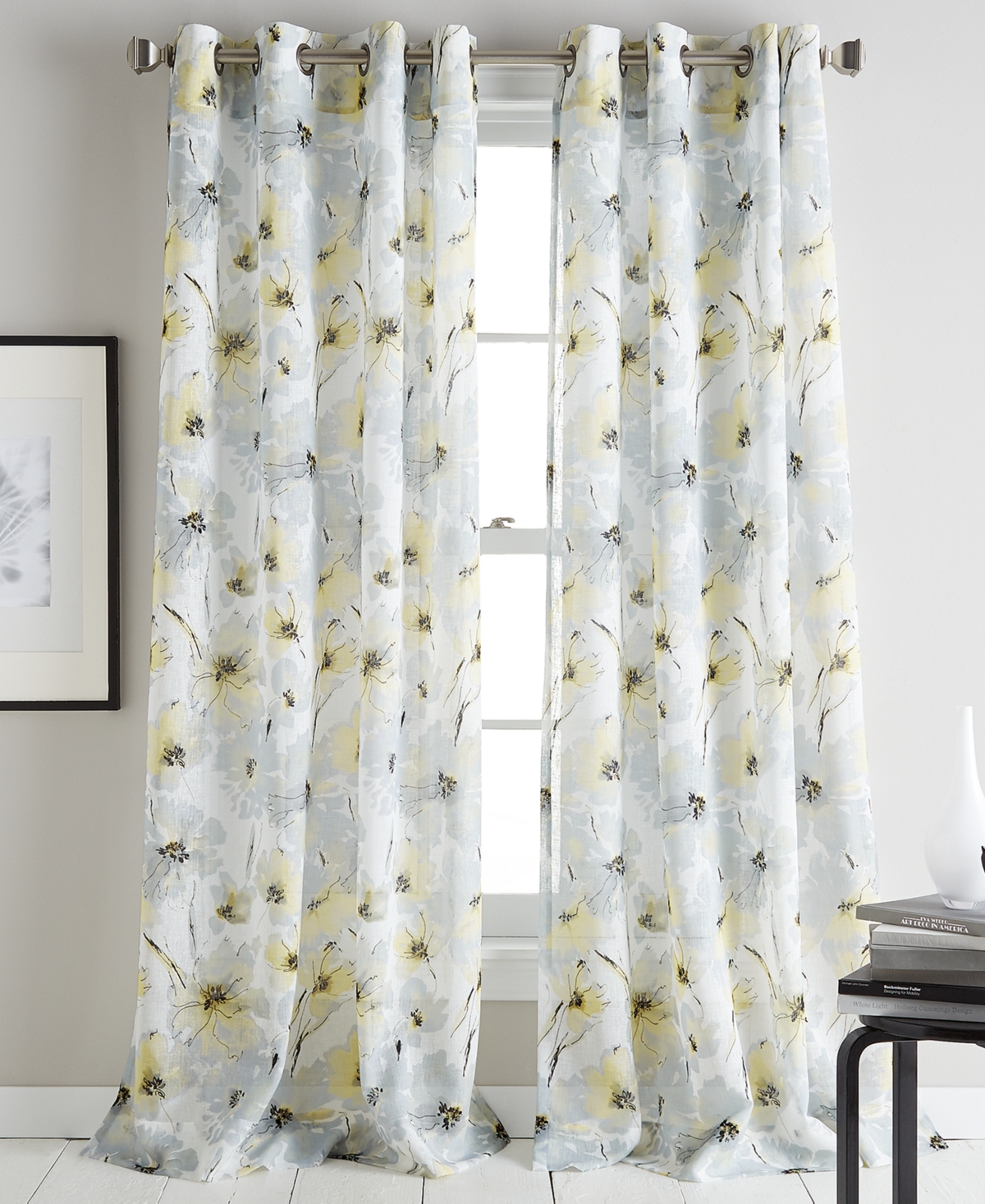 Dkny Modern Bloom 50" X 95" Curtain Panel In Yellow