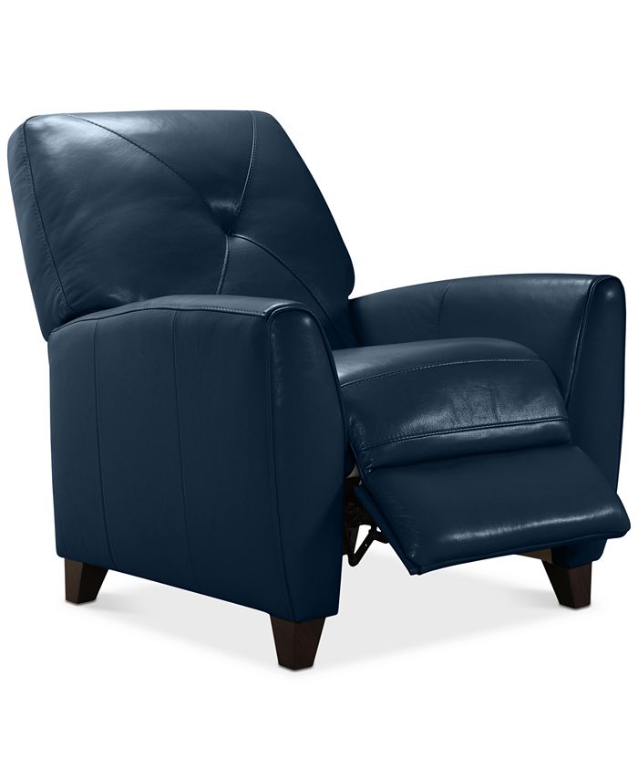 Furniture Myia Leather Pushback, Navy Leather Recliner Loveseat