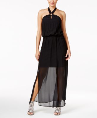 Thalia Sodi - Illusion Hardware Halter Maxi Dress