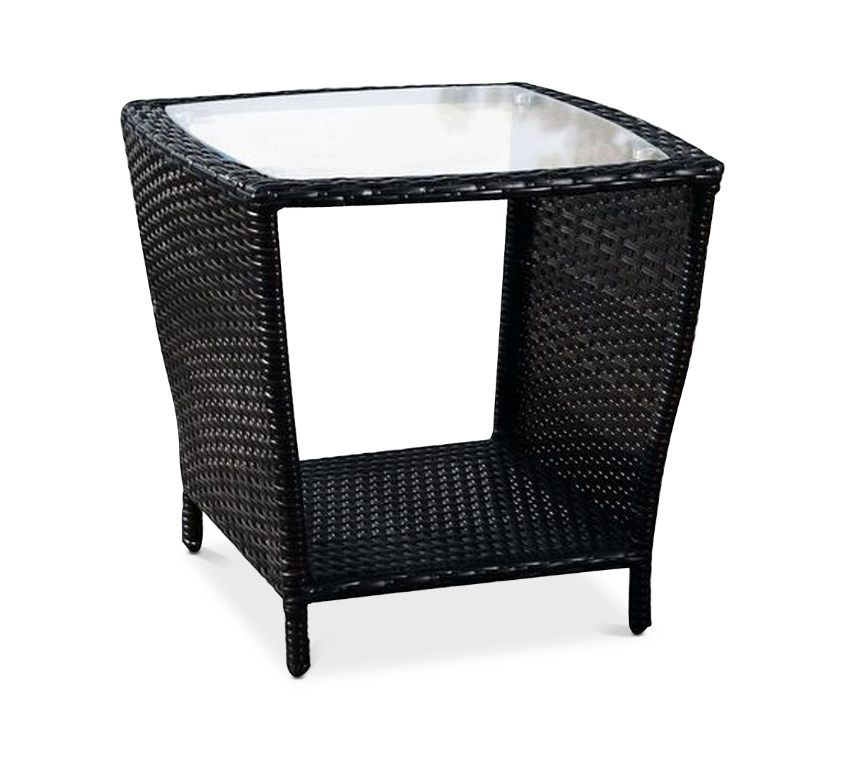 Noble House Cyna Side Table With Glass Top In Black