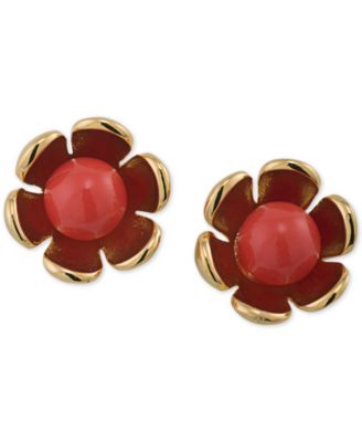 Trina Turk - Gold-Tone Colored Stone Flower Stud Earrings