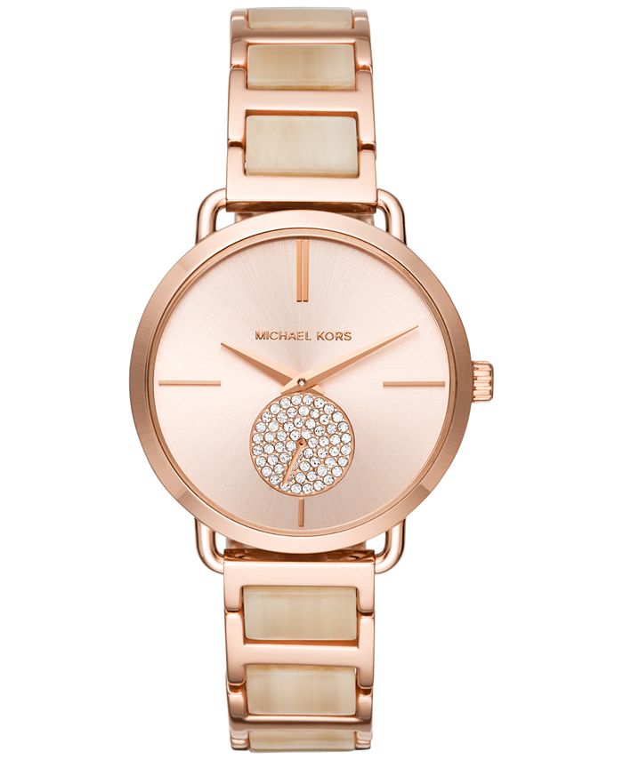 Michael Kors Women's Portia Rose Gold-Tone Stainless Steel & Champagne ...